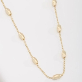 COLAR COM ESFERAS ALONGADAS INTERCALADAS 45 CM