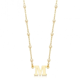 COLAR PÉROLAS LETRA M