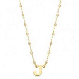 COLAR PÉROLAS LETRA J