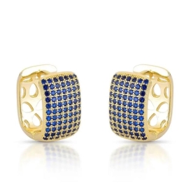 ARGOLA RETANGULAR MICROZIRCÔNIAS AZUIS