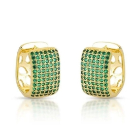 ARGOLA RETANGULAR MICROZIRCÔNIAS VERDES