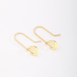 BRINCO GANCHO GOTA CRISTAL AMARELO