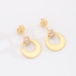 BRINCO REDONDO COM BASE ZIRCÔNIAS BAGUETE