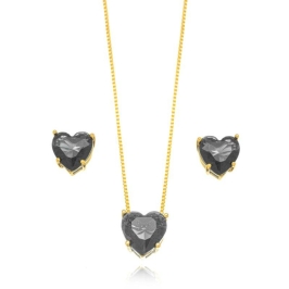 CONJUNTO CORAÇÃO PRETO