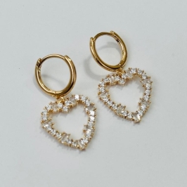 ARGOLINHA PINGENTE CORAÇÃO ZIRCÔNIAS VAZADO