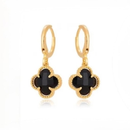 ARGOLINHA TREVO CRISTAL PRETO