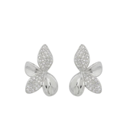 BRINCO MEIA FLOR ZIRCÔNIAS