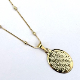 COLAR PAI NOSSO OVAL CORRENTE BOLINHAS