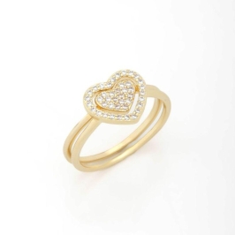 ANEL EM FORMATO DE CORAÇÃO DUPLO EM ZIRCÔNIA