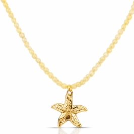 COLAR ESTRELA DO MAR COM PEDRAS JADE AMARELA