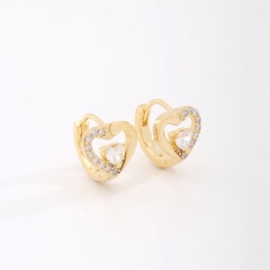 ARGOLINHA CORAÇÃO ZIRCÔNIAS COM PEDRA CENTRAL