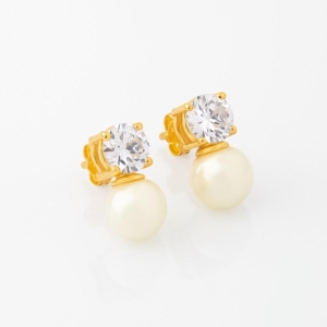 BRINCO PÉROLA SHELL BASE ZIRCÔNIA