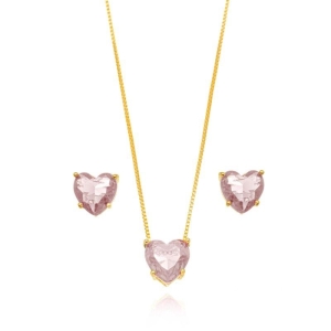CONJUNTO CORAÇÃO ROSA
