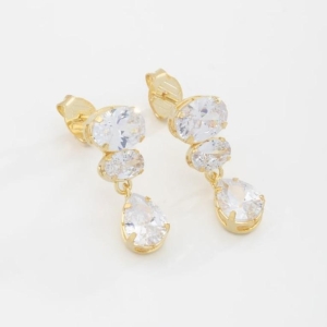 BRINCO ZIRCÔNIAS PEDRAS OVAIS E GOTA