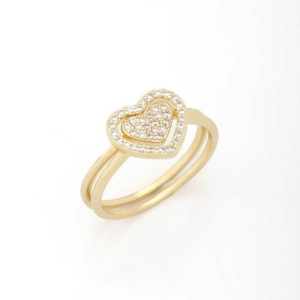 ANEL EM FORMATO DE CORAÇÃO DUPLO EM ZIRCÔNIA