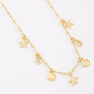 COLAR PINGENTES ESTRELA DO MAR E CONCHAS