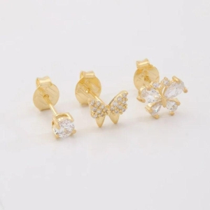TRIO BORBOLETAS ZIRCÔNIAS