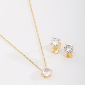 CONJUNTO REDONDO ZIRCÔNIAS CRISTAIS