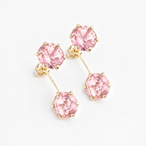 EAR JACKET ZIRCÔNIAS ROSA