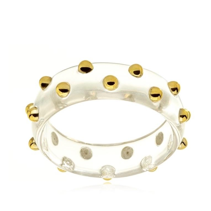 BRACELETE ACRÍLICO COM DETALHES DOURADOS