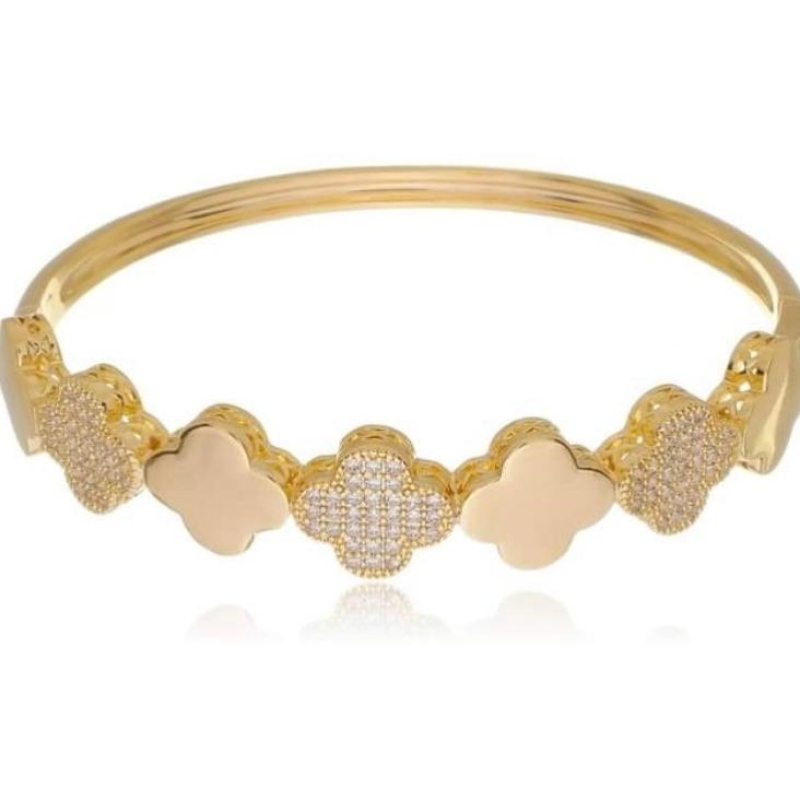 BRACELETE TREVOS LISOS E CRAVEJADOS