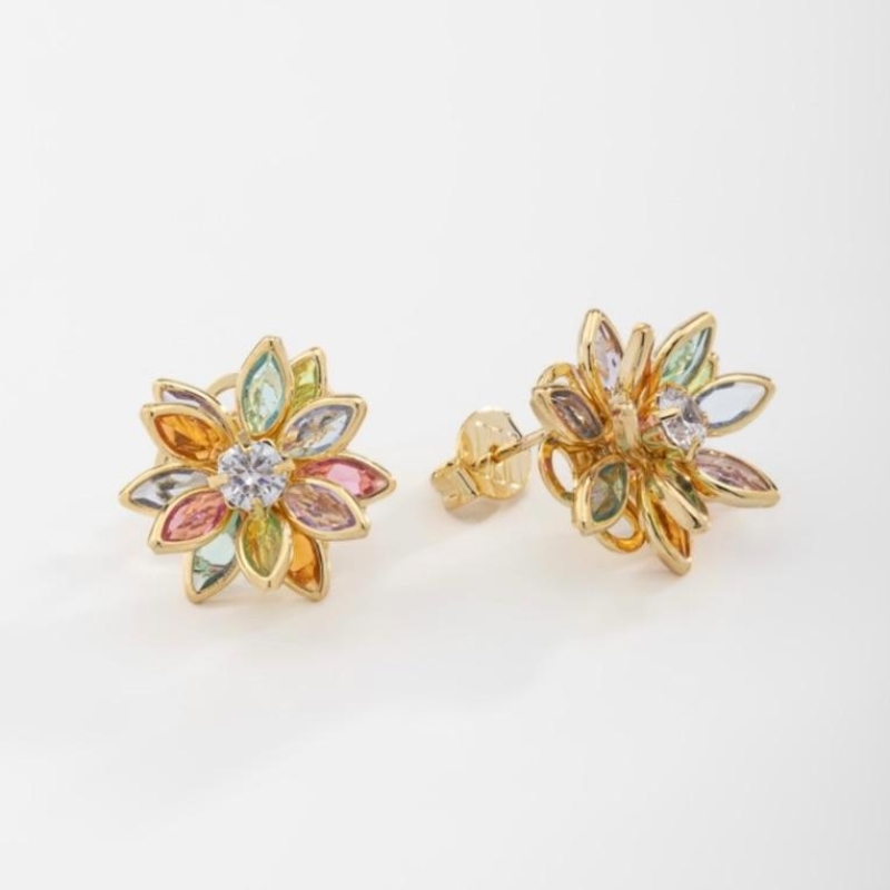BRINCO FLOR CRISTAL COLORIDO