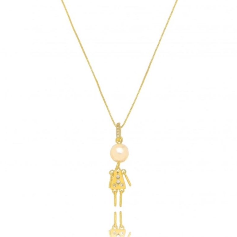 COLAR MENINA PÉROLA E ZIRCÔNIAS