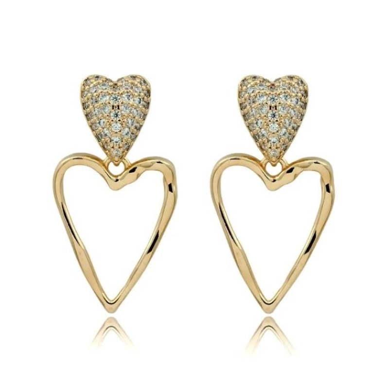 BRINCO CORAÇÃO PENDURADO BASE ZIRCÔNIAS