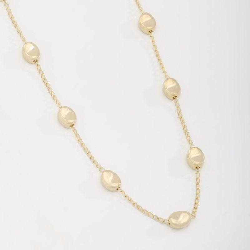 COLAR COM ESFERAS OVAIS INTERCALADAS 70 CM