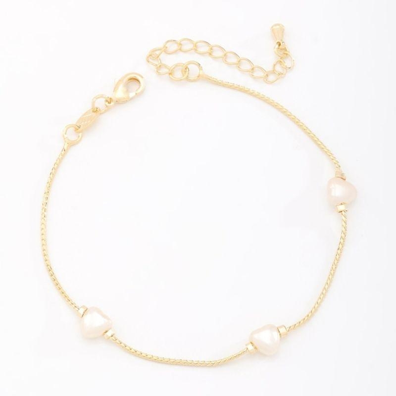 PULSEIRA CORAÇÕES PÉROLA DIAMANTADA