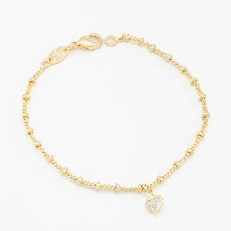 PULSEIRA INFANTIL BOLINHAS COM PINGENTE CORAÇÃO ZIRCÔNIA