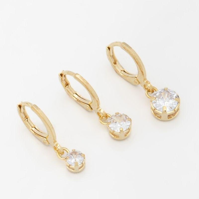 TRIO ARGOLINHAS ZIRCÔNIAS REDONDAS