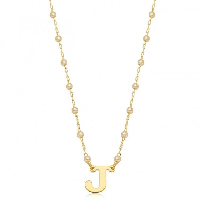 COLAR PÉROLAS LETRA J