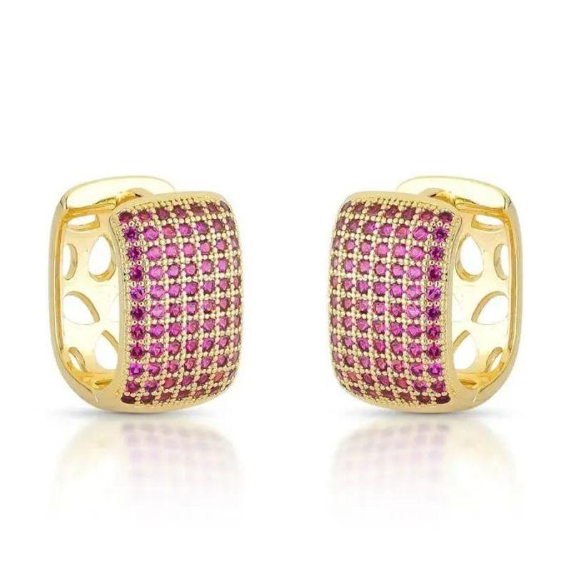 ARGOLA RETANGULAR MICROZIRCÔNIAS ROSA