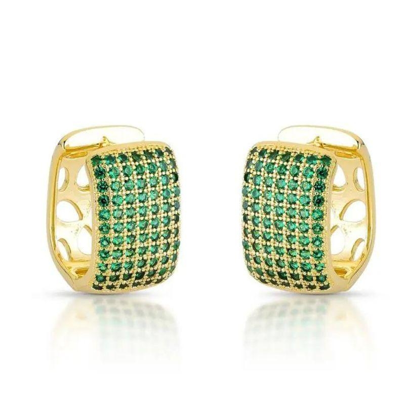 ARGOLA RETANGULAR MICROZIRCÔNIAS VERDES