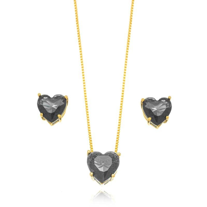 CONJUNTO CORAÇÃO PRETO