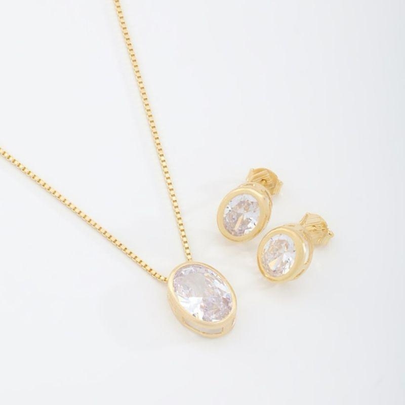 CONJUNTO OVAL ZIRCÔNIAS LAPIDADAS