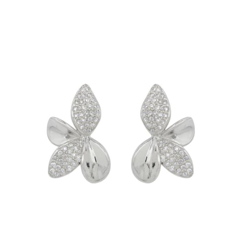 BRINCO MEIA FLOR ZIRCÔNIAS