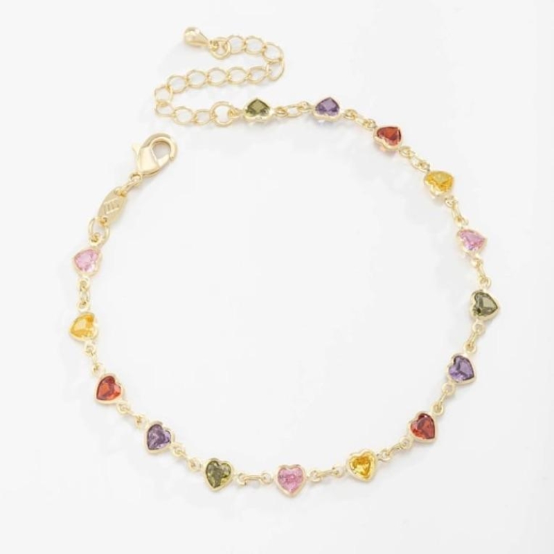 PULSEIRA CORAÇÕES CRISTAIS COLORIDOS