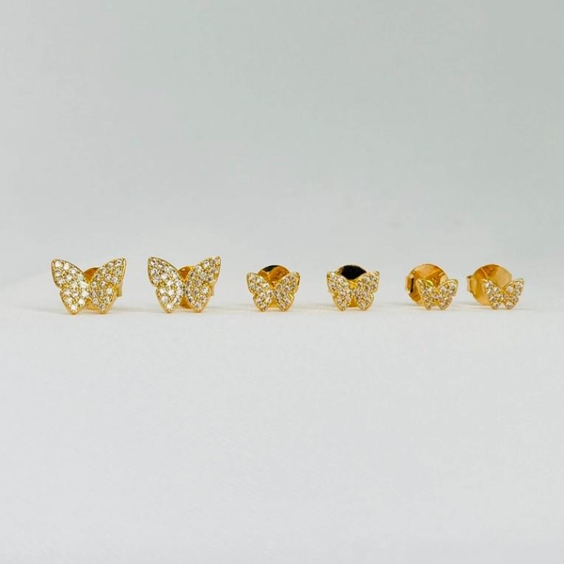 TRIO BORBOLETAS ZIRCÔNIAS