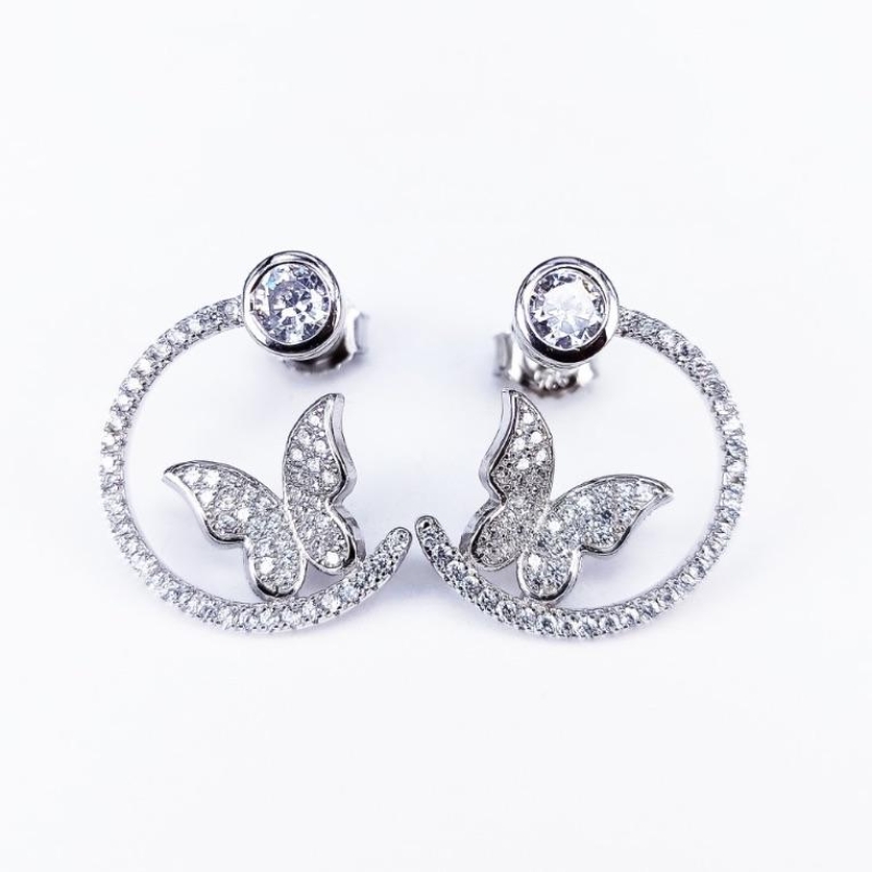 BRINCO BORBOLETA ZIRCÔNIAS