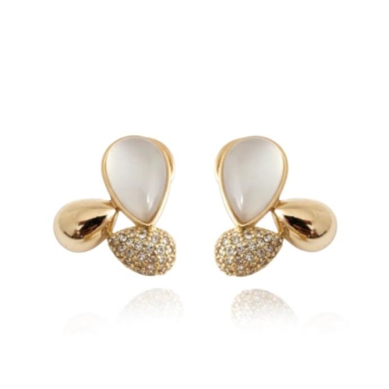 BRINCO 3 GOTAS COM PEDRA CALCEDÔNIA