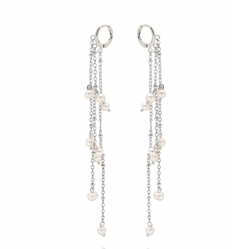 BRINCO TIPO FRANJA PÉROLAS DE ÁGUA DOCE