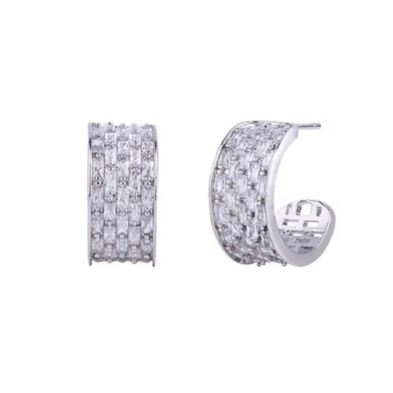 MEIA ARGOLA ZIRCÔNIAS BAGUETES