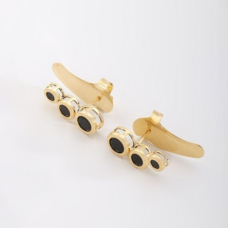 EAR CUFF ZIRCÔNIAS REDONDAS ÔNIX