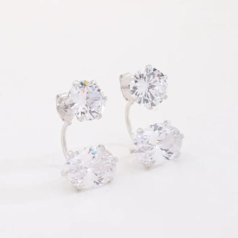 EAR JACKET ZIRCÔNIAS REDONDAS E OVAIS