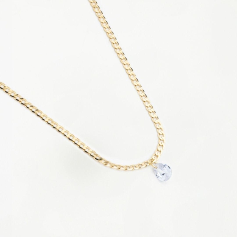 CHOKER GRUMET PINGENTE GOTA ZIRCÔNIA