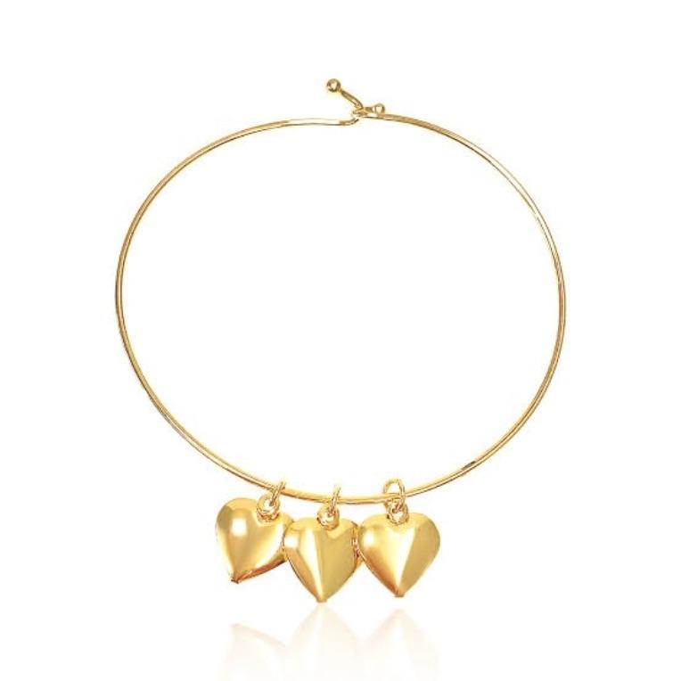 BRACELETE ARO COM PINGENTES CORAÇÕES