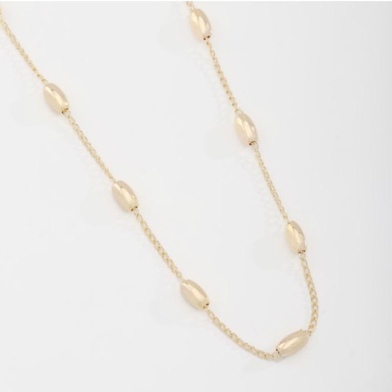 COLAR COM ESFERAS ALONGADAS INTERCALADAS 70 CM