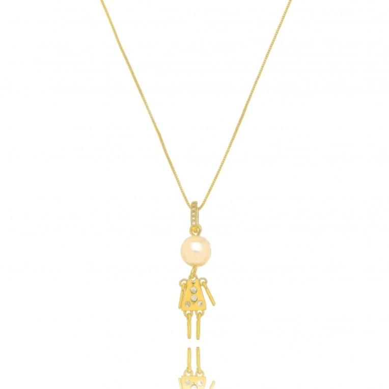 COLAR MENINA PÉROLA E ZIRCÔNIAS